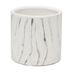 CYLINDER 5"H 5.5"O WHITE MARBLE