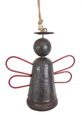 BELL METAL GARDEN ANGEL RED