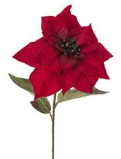 POINSETTIA 18" FLOCKED RED/BLACK