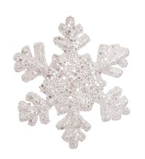 ORN SNOWFLAKE 4" WHT/GLITTER PK/12