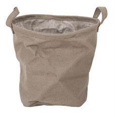 BURLAP PAIL W/HANDLE 8X8 CHOC