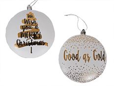 ORNAMENT 4.5" ROUND WHITE MERRY