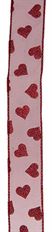 RIBBON GLIT HEART RED 1.5"X50Y