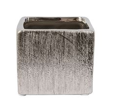 POTTERY 3"H 3X3"O ETCHED SILVE