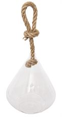 GLASS DIAMOND HANGING ON JUTE 16CM