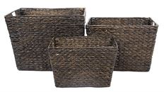 BASKET RECTANGLE SET/3 DARK STAIN