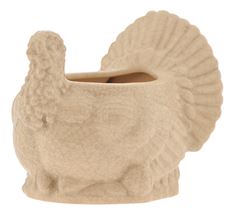 WHITE CERAMIC TURKEY PLANTER 6.5"