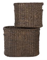 BASKET OVAL SET OF 2 DARK STAIN