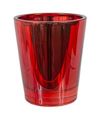 GLASS VOTIVE 4"H 3.5" SHINY RED