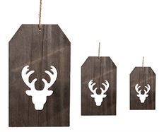 ORN WOOD DEER CUTOUT 4.25-8" 3/SET