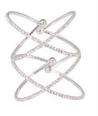 CUFF CRYSTAL DOUBL CROSSOVER SILVER