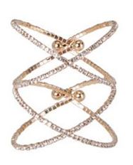 CUFF CRYSTAL DOUBLE CROSSOVER GOLD