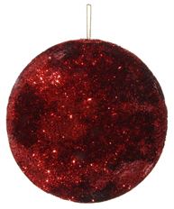 ORNAMENT BALL 20CM RED TINSEL