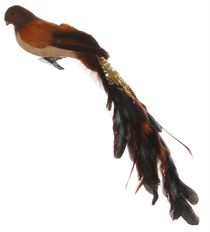 BIRD GLITTER TAIL 45CM BROWN