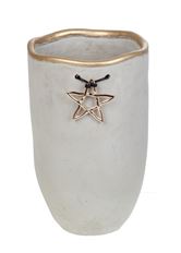CEMENT VASE W/STAR 9"X5.5" GRAY