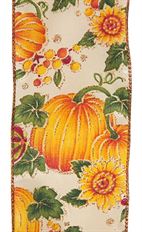 RIBBON 2.5" SUNFLOWERS PUMPKIN 10YD