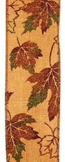 RIBBON 2.5" MAPLE GLIT ORANGE 10YD