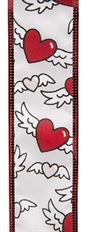RIBBON WING HEARTS 1.5" RD/WH 10YD
