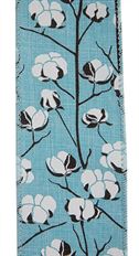 RIBBON COTTON BRANCH 2.5"X10Y AQUA