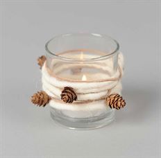 GLASS VOTIVE HOLDER 8CM CLR/ORANGE