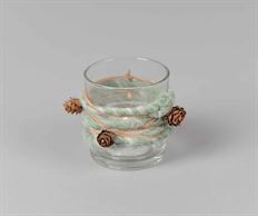 GLASS VOTIVE HOLDER 8CM CLR/GREEN