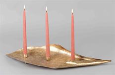 METAL LEAF TAPER HOLDER 66CM GOLD
