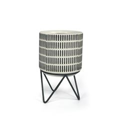 POT W/STAND 8X5" BLACK DASH