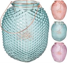 LANTERN DIMPLED GLASS 10" 3/ASST