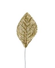 CORSAGE LEAF 2.25" GOLD GLIT 50/PK