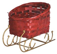 SLEIGH W/ RUNNERS 10" RED GOLD