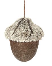 ORNAMENT ACORN FAUX FUR 9" NATURAL