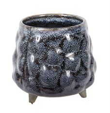 POT CERAMIC W/ FEET 4.75X5.5" BLUE