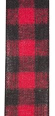 RIBBON BUFFALO PLAID 2.5" R/BK 50YD