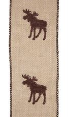 MOOSE EMB BURLAP RIBBON 4" NAT