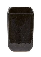 POTTERY VASE SQUARE 15X9CM BLACK