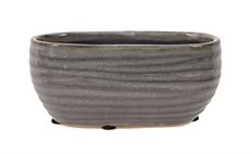POTTERY BOAT 14X7X6CM GREY