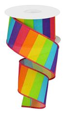 RIBBON 2.5" RAINBOW ON ROYAL 10YD