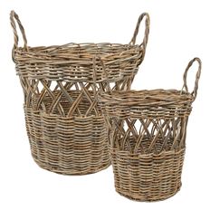BASKET RATTAN OPEN WEAVE SET/2