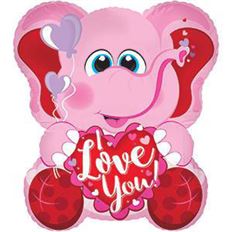 MYLAR 17" LOVE ELEPHANT PINK 5/PK