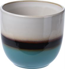 FLOWERPOT W/ GLAZE 5.5" WHT/TEAL