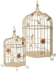 METAL BIRD CAGE 18-26" S/2 WHITE
