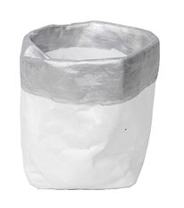 FLOWERPOT CEMENT LRG 21CM WH/SILV