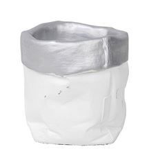 FLOWERPOT CEMENT SML 13CM WH/SILV