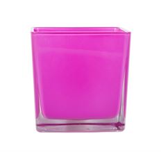 GLASS CUBE 4.75"X4.75" HOT PINK