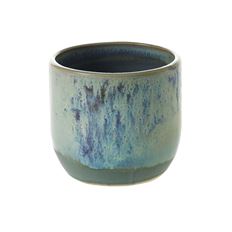 POT CERAMIC GLAZED 4.5X4" BLU/GRN