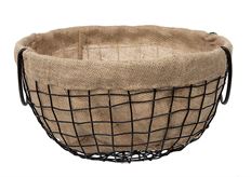 BASKET BURLAP/METAL 27" TAN