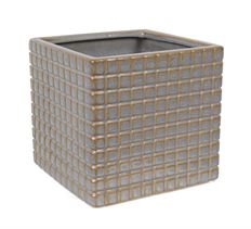 ORCHID POT SQ CHECK 14CM GRAY