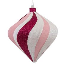 ORN ONION TWIST GLT 6" PK/WHT/BER