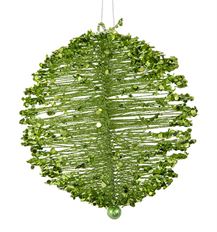 ORN TINSEL BALL 5" GREEN