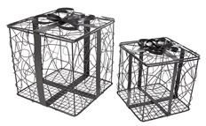 GIFTBOX SET/2 BLACK METAL MESH